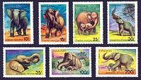 Elephants - Mint Set of 7 Stamps Tanzania, 1991